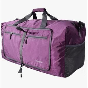 NEW Travel Duffel Bag Large Foldable Waterproof Overnight Gym Purple 60L
